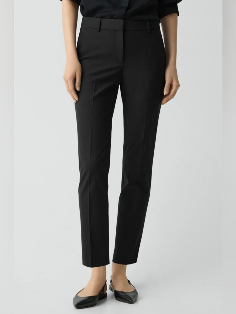 Theory Treeca 2 Black Traceable Wool Cropped Trousers Size 4